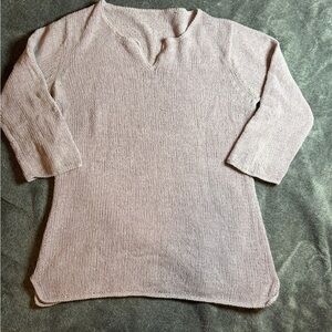 3/4 sleeve V-Neck purple soft knit Sweater